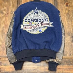 DeLong Dallas Cowboys Throwbacks NFL Vintage Wool Leather‎ Varsity Jacket L